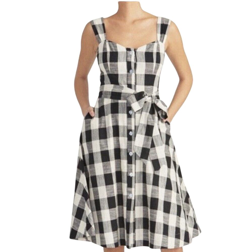 Rachel Roy Perfect Classic Chic Black and White Gingham Cotton Sundress Sz Sm